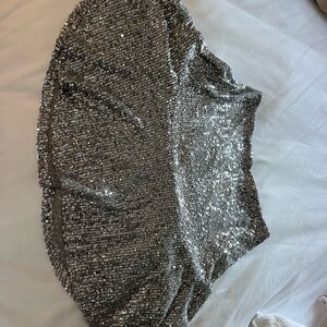 Free People Shimmering Silver Skater Skirt